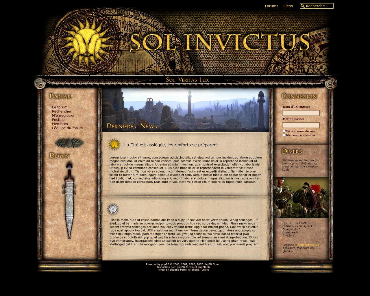 Sol Invictus - Site de Guilde E-sport gaming - Accueil